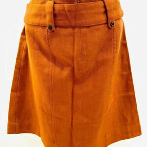 MERONA Women Fully Lined Pockets Belted Flat Front Orange Mini Skirt Size 6